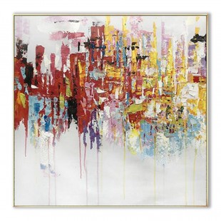 Pier-Colorful abstract Cityscape Oil Painting - Modern Wall Decor for Living Room
