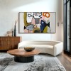 Primitive Voices — abstract Fish & Faces Oil Painting, Naive Art Textured Wall Art