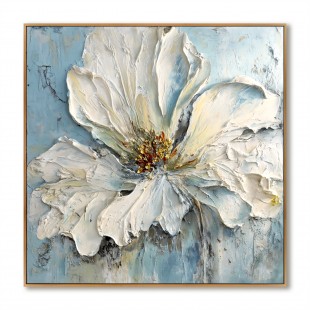 Quiet Petal Form – Hand-Painted Floral Wall Art with Rich Texture for Modern Home Decor