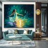 Radiance in Motion : Impasto Style Woman in Water Art - Colorful Figurative Painting, Inspirational Decor for Contemporary Homes