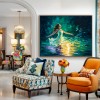 Radiance in Motion : Impasto Style Woman in Water Art - Colorful Figurative Painting, Inspirational Decor for Contemporary Homes