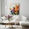 Radiant Blooms - Colorful Textured Floral Oil Painting, Vibrant abstract Flower Artwork for Home Decor