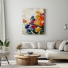 Radiant Blooms - Colorful Textured Floral Oil Painting, Vibrant abstract Flower Artwork for Home Decor