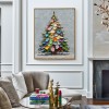Rainbow Noel - Colorful Christmas tree Oil Painting, Festive Textured Canvas Wall Art