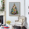 Rainbow Noel - Colorful Christmas tree Oil Painting, Festive Textured Canvas Wall Art