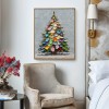 Rainbow Noel - Colorful Christmas tree Oil Painting, Festive Textured Canvas Wall Art