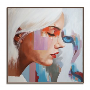 Reflected Silence – abstract Portrait Oil Painting, Modern Figurative Canvas Art for Contemporary Interiors
