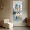 Reflections of Serenity-Textured abstract Lakeside Painting for Modern Decor