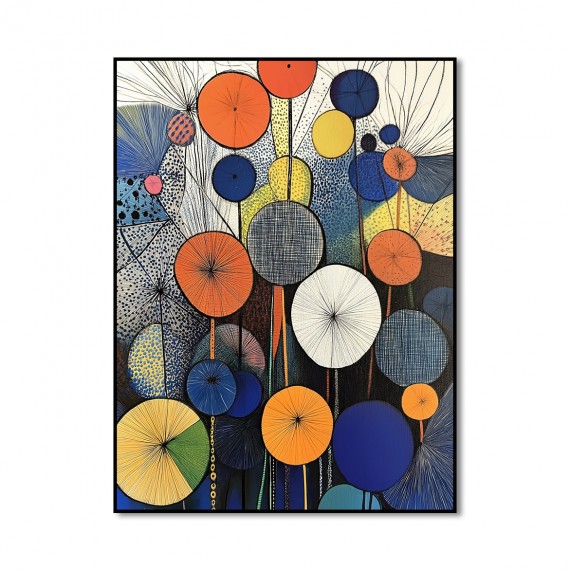 Retro Bloom - Geometric abstract Circle Painting Colorful Modern Wall Art