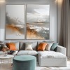 Rustic Horizon - abstract Textured Modern Art Canvas Painting , Neutral Brown & Grey Tones Wall Art for Home Decor