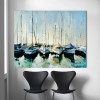 Safe Havens - abstract Marina Boat Painting for Coastal Wall Decor