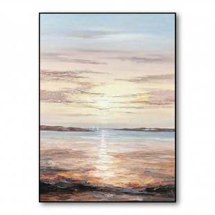 Sailor's Sunset- Original Vertical Textured Sunset Seascape Painting for Coastal Decor