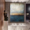 Seashore-abstract Coastal Oil Painting | Vertical Textured Ocean Wall Art for Modern Decor