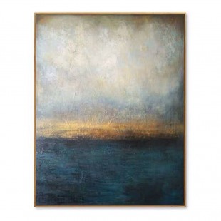 Seashore-abstract Coastal Oil Painting | Vertical Textured Ocean Wall Art for Modern Decor