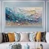 Seaside Shells Harmony-Textured Impasto Oil Painting, Colorful abstract Wave - Inspired Wall Art for Home Decor