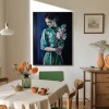 Silent Bloom – Hand-Painted Figurative Oil Portrait with Floral Bouquet