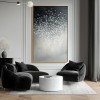Silent Bloom-Textured Black White abstract Oil Painting - Sparkling Dots Modern Home Art