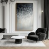 Silent Bloom-Textured Black White abstract Oil Painting - Sparkling Dots Modern Home Art