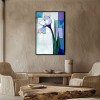 Silent Bloom - Vertical abstract Iris Flower Painting Textured Modern Floral Art