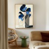 Silent Contour - Modern abstract Blue Floral Art Sculptural Line Vase Painting