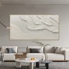 Silent Drift of White Shores-3D Textured Neutral Tone Wall Art - Minimalist abstract Landscape Framed Decor for Modern Home