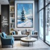 Silent Winter - Snow Landscape Oil Painting, Textured Winter tree Canvas Wall Art