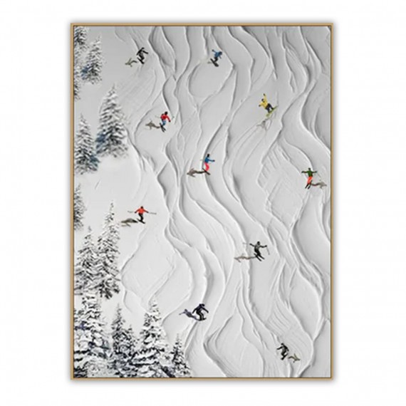 Skiing Sport | Dynamic abstract Painting of Winter Sports for Modern Interiors