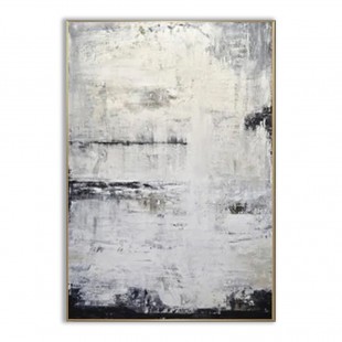 Snowy - Minimalist White and Gray abstract Oil Painting for Modern Interiors