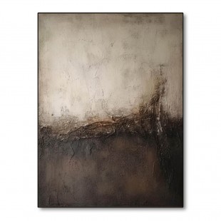 Soft Divide – Wabi-Sabi Textured abstract Wall Art with Gentle Horizon