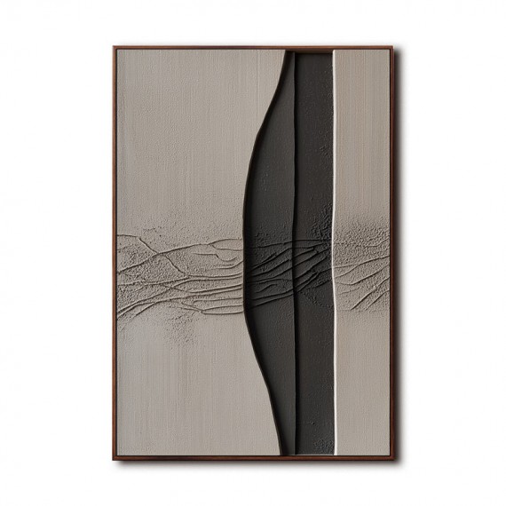Split Texture abstract Panel: Black Grey abstract Modern Art for Stylish Living Spaces
