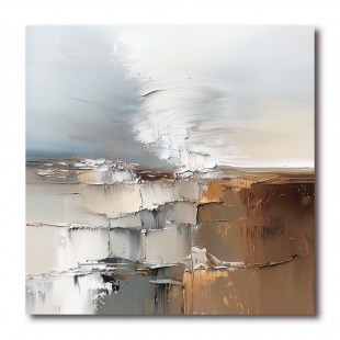 Stone Layers - abstract Textured Modern Art Canvas Painting - Neutral Brown & Grey Tones Wall Art for Home Decoration