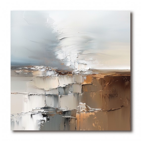 Stone Layers - abstract Textured Modern Art Canvas Painting - Neutral Brown & Grey Tones Wall Art for Home Decoration