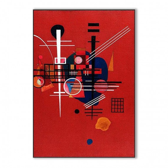 Submerged in Red-abstract Geometric Oil Painting for Modern Interiors