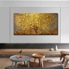 Summer-Golden tree Textured Oil Painting - abstract Landscape Wall Art Decor