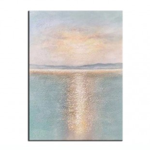 Sunbeam Surface-Luxury Vertical abstract Textured Seascape Painting for Modern Decor
