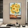 Sunflower Bouquet Oil Painting - Warm Cottagecore Kitchen Wall Decor with Textured Details