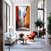 Sunlit Streets – Hand-Painted abstract City Street Oil Painting on Canvas