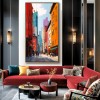 Sunlit Streets – Hand-Painted abstract City Street Oil Painting on Canvas