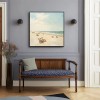 Sunny Beach Escape: Coastal Beach Scene Oil Painting - Vibrant Seaside Art with Figures, Relaxing Decor for Living Rooms
