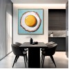 Sunny Muse – Textured Pop Art Egg Oil Painting, Modern Kitchen Wall Art for Dining Room or Café Décor