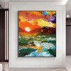 Sunset-abstract Vibrant Sunset Landscape Oil Painting - Nature Wall Art for Home Decoration