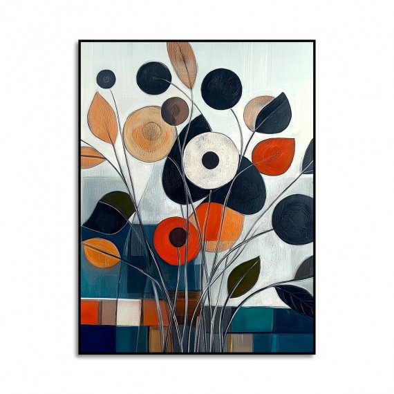 Symphony of Circles - Modern abstract Circle Flower Painting Textured Floral Wall Art