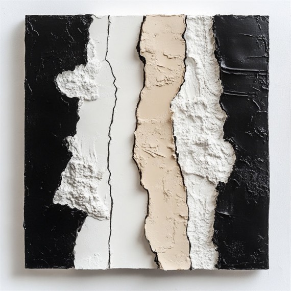 Tectonic Layers-Textured abstract Wall Art - Neutral Tones Modern Decor for Living Room & Bedroom