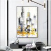 Tempo of the City-abstract City Skyline Oil Painting with Gold Accents - Modern Black White Gray Urban Wall Art