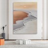 Textured Coastal Sunset Oil Painting - Neutral Toned Seaside Landscape 3D Wave Contemporary art for Home Deco