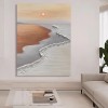 Textured Coastal Sunset Oil Painting - Neutral Toned Seaside Landscape 3D Wave Contemporary art for Home Deco