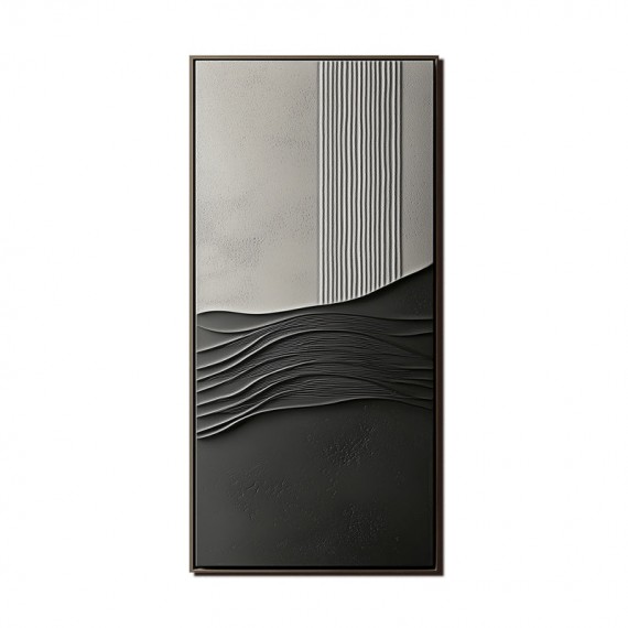 Textured Minimalist Oil Painting – Gray and Black abstract Wall Art for Modern Interiors