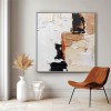 Textured abstract Wall Art with Black, Beige & Brown Hues - Minimalist Oil Painting, Stylish Accent for Contemporary Homes