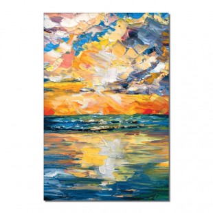 The Beauty of the Setting Sun-abstract Seascape Oil Painting - Coastal Sunset Wall Art