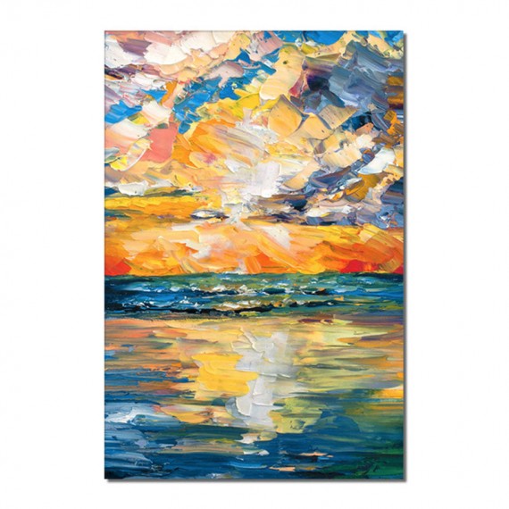 The Beauty of the Setting Sun-abstract Seascape Oil Painting - Coastal Sunset Wall Art